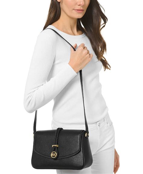 michael kors lea flap bag|Lea Medium Signature Logo Messenger Bag .